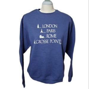 Vintage Port & Company Blue Crew Neck Pullover Sweater Size Medium